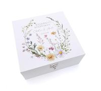 ukgiftstoreonline Personalised Couple Wedding Keepsake Box, Delicate Floral Design, Wood or Ribbon Material,