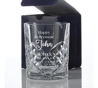 ukgiftstoreonline Personalised Crystal Cut Whiskey Glass, 330ml, Retirement Gift with Custom Name Engraving, 93mm x 84mm