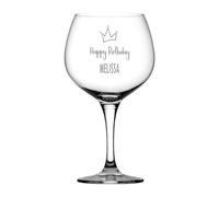 ukgiftstoreonline Personalised Engraved Birthday Gin Cocktail Glass with Crown