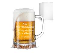 ukgiftstoreonline Personalised Engraved Glass Beer Stein, Personalise with Any Message for Any Occasion, Customise with a Variety of Fonts, Laser Engraved, Gift Box Included