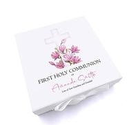 ukgiftstoreonline Personalised First Holy Communion Pink Cross Keepsake Memory Box Gift (Large)