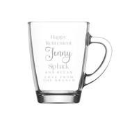 ukgiftstoreonline Personalised Glass Coffee Cup and Tea Cup, Retirement Gift with Custom Engraving