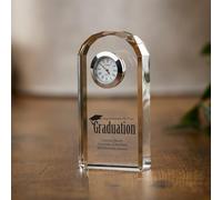 ukgiftstoreonline Personalised Graduation Crystal Glass Clock Gift Memory Keepsake