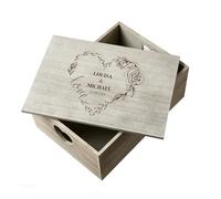 ukgiftstoreonline Personalised Large Wedding Or Anniversary Love Heart Crate Keepsake Box Gift
