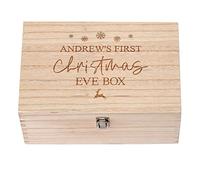 ukgiftstoreonline Personalised Large Wooden Baby's First Christmas Eve Box