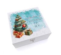 ukgiftstoreonline Personalised Luxury Wooden Christmas Eve Box With Tree and Presents (Large)