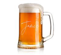 ukgiftstoreonline Personalised Name Script Font Birthday Large Beer Tankard Glass Gift for Men 680ml