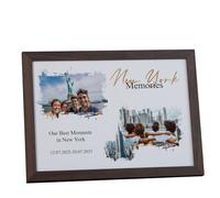 ukgiftstoreonline Personalised New York Holiday Memories Photo Frame, A4 Framed Print and Printed Photos