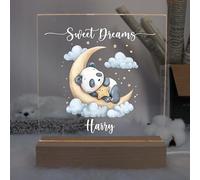 ukgiftstoreonline Personalised Panda Night Light, 22cm LED Nursery Lamp, Customisable Baby Room Decor