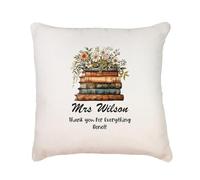 ukgiftstoreonline Personalised Teacher Cushion Gift With Floral Books