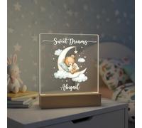 ukgiftstoreonline Personalised Teddy LED Night Light, 22cm Nursery Lamp, Customisable Baby Bedside Lamp