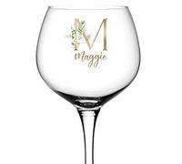 ukgiftstoreonline Personalised Tropical Initial and Name Gin Cocktail Glass Gift for Her