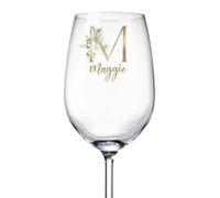 ukgiftstoreonline Personalised Tropical Initial and Name Wine Glass Gift for Her