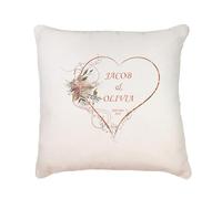 ukgiftstoreonline Personalised Wedding Day Cushion Pillow Gift With Rose Gold Floral Heart