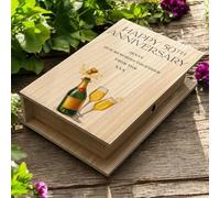 ukgiftstoreonline Personalised Wooden Fiftieth Anniversary Keepsake Box, Memory Book Design, Photo and Memento Storage
