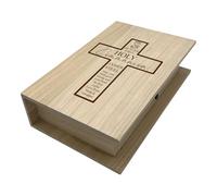 ukgiftstoreonline Personalised Wooden First Holy Communion Keepsake Box, Book-Shaped Memory Box, Custom Engraved, Hinged Lid, Keepsake Storage