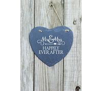 ukgiftstoreonline Wedding Gift Large Slate Heart Mr and Mrs Plaque