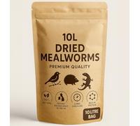UKGROW Dried Mealworms, 10L Clear Bag, Natural High-Protein Feed for Birds, Reptiles, Fish