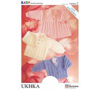 UKHKA 2 Baby Double Knitting DK Pattern For Easy Knit Beginner Babies Cardigans 12"- 20" Chest