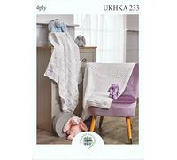 UKHKA 4ply Knitting Pattern for Baby Checkerboard or Lace Pram Cot Blanket 233