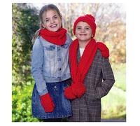 UKHKA Aran Knitting Pattern - Childrens Cable Knit Hat Scarf Cowl & Mittens 239