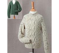 UKHKA Aran Knitting Pattern for Childrens High or V Neck Cable Detail Sweaters 161