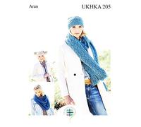 UKHKA Aran Knitting Pattern - Ladies Winter Accessories - Hats Scarves & Infinity Scarf 205