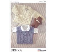 UKHKA Baby Double Knitting DK Pattern Cable Knit Long Sleeved Sweater & Slipover 57