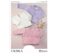 UKHKA Baby Double Knitting DK Pattern - Childrens Long Sleeved Frilled Cardigans 58