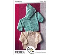 UKHKA Baby Double Knitting Pattern - Cable Knit Hooded Cardigan & Sweater with Button Detail 67