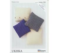 UKHKA Chunky & Aran Yarn Knitting Pattern - Easy Knit Design Cushion Covers 144