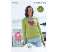 UKHKA Chunky Knitting Pattern for Long & Short Sleeve Heart Sweater 252