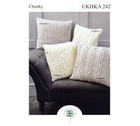 UKHKA Chunky Knitting Pattern - Home Accessories Cable Knit Cushion Covers 242
