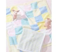 UKHKA Double Knit Knitting Pattern for Baby Blanket - Striped Squares Lace or Textured 246