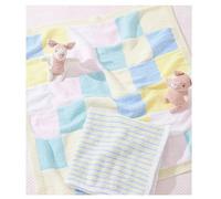 UKHKA Double Knit Knitting Pattern for Baby Blanket - Striped Squares Lace or Textured 246