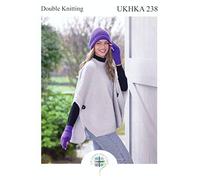 UKHKA Double Knit Knitting Pattern - Ladies Poncho Hat & Fingerless Gloves 238