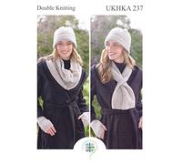 UKHKA Double Knit Knitting Pattern - Ladies Scarf Snood Hat & Hand Warmers 237
