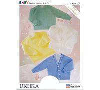 UKHKA Double Knitting DK & 4 Ply Pattern - Baby Long Sleeved Ribbed Detail Cardigans & Sweaters 3