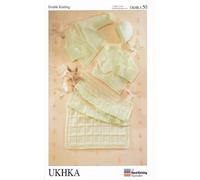 UKHKA Double Knitting DK Pattern for Baby Long Sleeved Cardigans Blanket & Hat 50