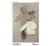 UKHKA Double Knitting DK Pattern for Baby Long Sleeved Jacket & Sweater Cable Knit 56