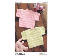 UKHKA Double Knitting DK Pattern for Baby Short Sleeved Cardigan & Sweater Square Design 79
