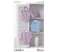 UKHKA Double Knitting DK Pattern for Long Sleeved Baby Cardigans Ribbed Detail 106