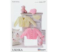 UKHKA Double Knitting Pattern - Baby Round & V-Neck Cardigans & Hats 137