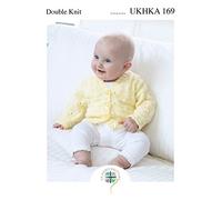 UKHKA Double Knitting Pattern for Baby Lace Cardigans Round V Neck or Collared Styles 169