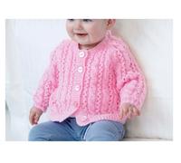 Double Knitting Pattern for Baby Lace Detail Round or V Neck Cardigan & Sweater (UKHKA 166)