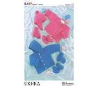 UKHKA Knitting Pattern 12 : Baby Jackets, Hat, Mittens and Bootees (16-22in)
