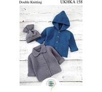 UKHKA Knitting Pattern for Double Knitting 158 - Jackets and Hat