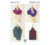 UKHKA Super Chunky Knitting Pattern for Easy Knit Ladies Womens Scarf Bag & Snoods 156