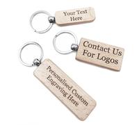 UKHobbyStore Beech Wood Personalised Wooden Keyring Custom Engraving for Hotel Room Business Promo Logo Shed Offices Telephone Numbers Car Keys - Large