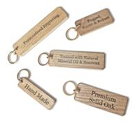 UKHobbyStore Handmade Personalised Chunky Rustic Oak Wooden Keyring with Custom Engraving & Gold Fixings for Hotel Rooms, Shed, Offices, Bothy, Businesses, Cottages and Lodges etc (Extra Large)